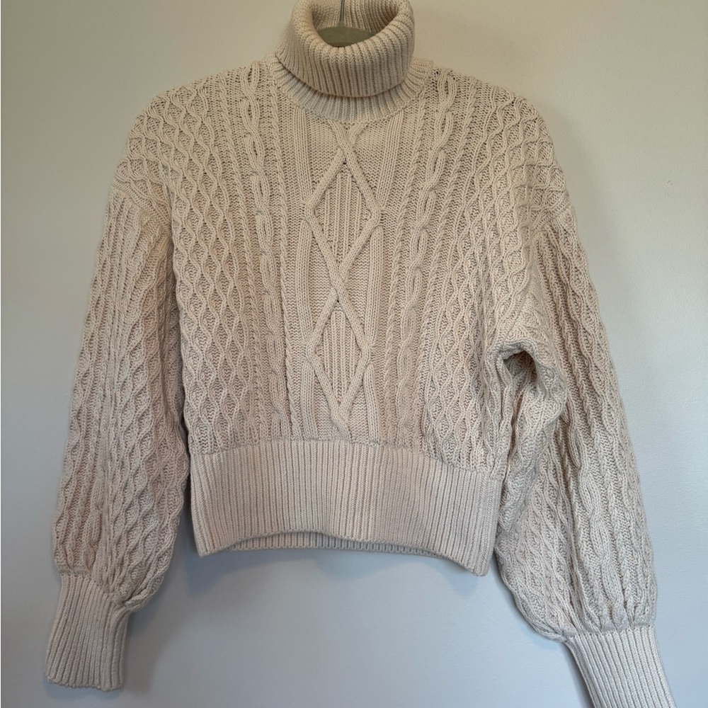 Cream Cable Knit Turtleneck Sweater from Brazilian Designer S
